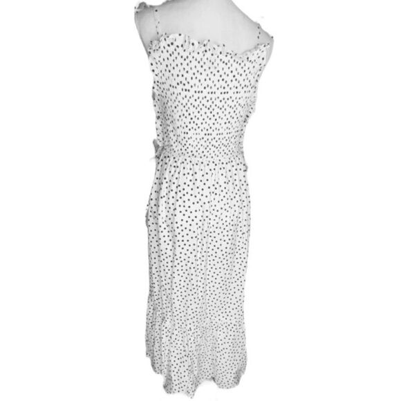 ASOS Design Wm Sz 4 Black White Polka Dot Tie Square Neck Smocked Maxi Sundress - Picture 4 of 6